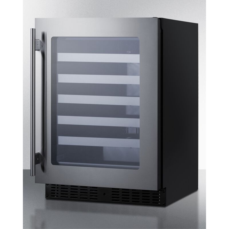 Summit ASDW2412 24 Inches Wide Built-In Wine Cellar, Black; ADA Compliant Design; Less Than 18 Inches Deep; Double Pane Tempered Glass Door; Temperature Memory Function; Reversible Door