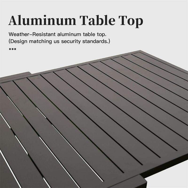 Extendable Aluminum Patio Dining Table, 53"-106" Rectangular, Dark-Brown