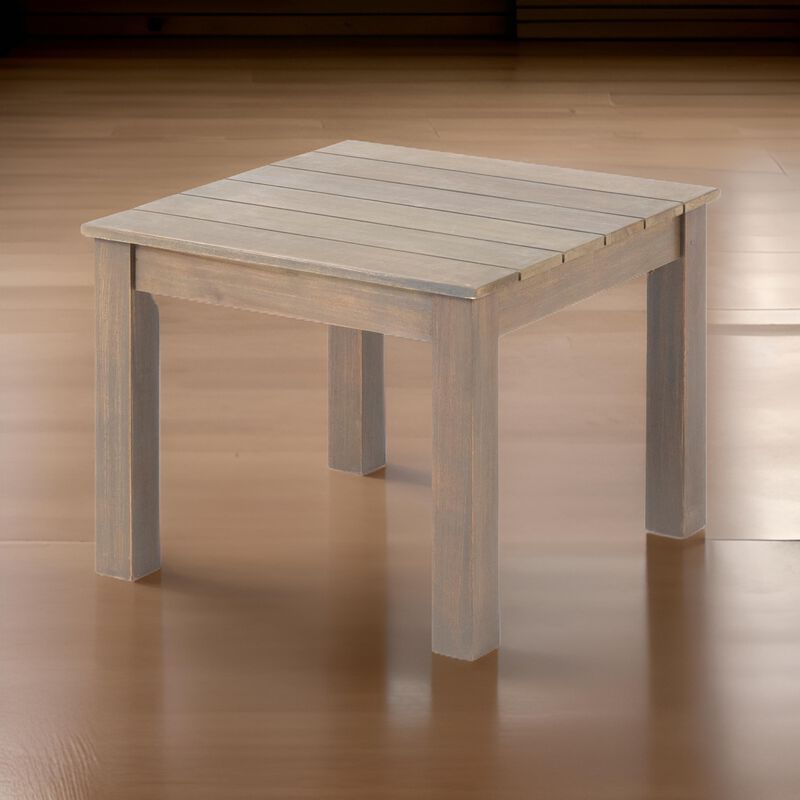 Elin Side End Table, 20 Inch Slatted Square Top, Brown Acacia Wood - Benzara