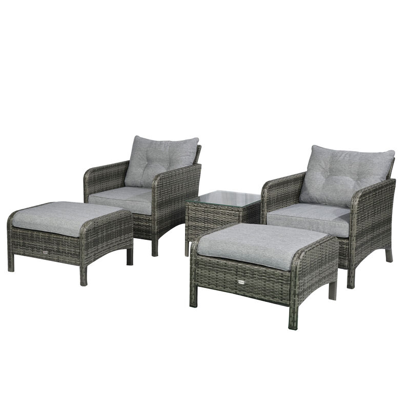 5 PC Outdoor Patio Conversation Chaise Lounge Chair w/ Coffee Table, Blue