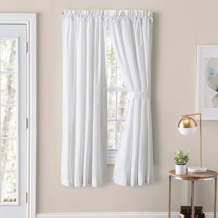 Ellis Classic Tailored Design in a Perma Press Fabric 3" Rod Pocket Tailored Pair with Ties 80"x84" White
