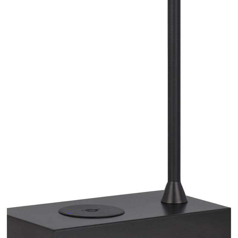 Dyna 18 Inch Integrated LED Desk Lamp, Wireless USB Port, Matte Black-Benzara