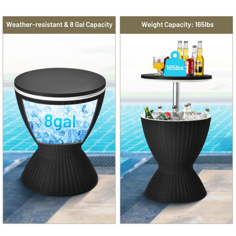 Hivvago 3 Pieces Outdoor Rattan Bar Table with Extendable Tabletop