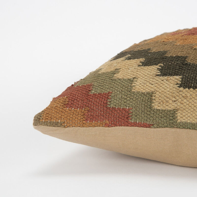 Hivvago Brown Beige Kilim Down Filled Throw Pillow
