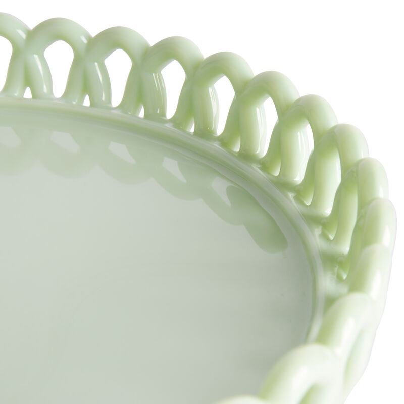 Martha Stewart Highbrook Jadeite Glass Loop Cake Stand in Mint