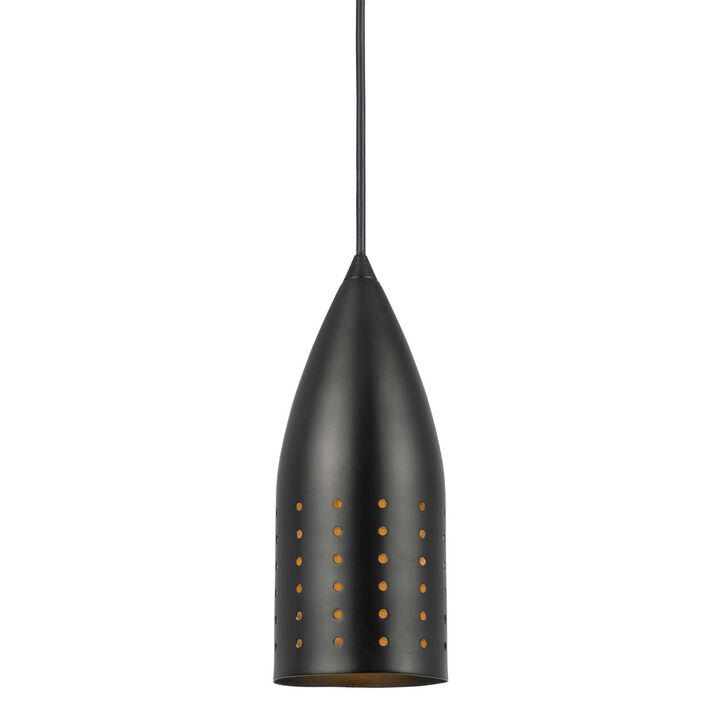 4 Inch Modern Pendant Light, Round Metal Shade, Oil Rubbed Black Bronze - Benzara