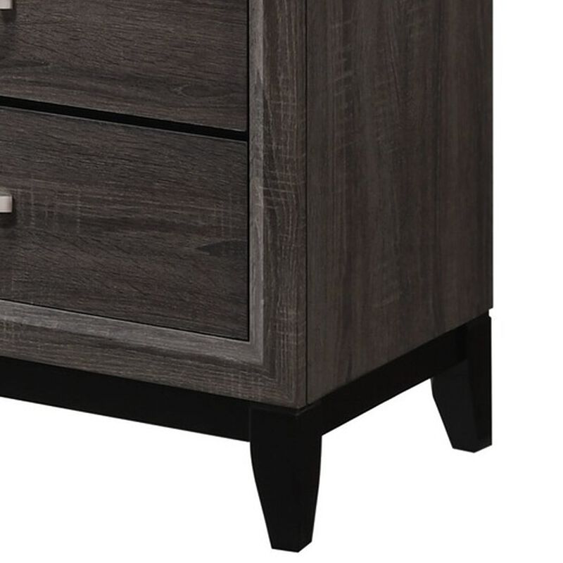 50 Inch Classic 5 Drawer Tall Dresser Chest with Metal Handles, Oak Gray-Benzara