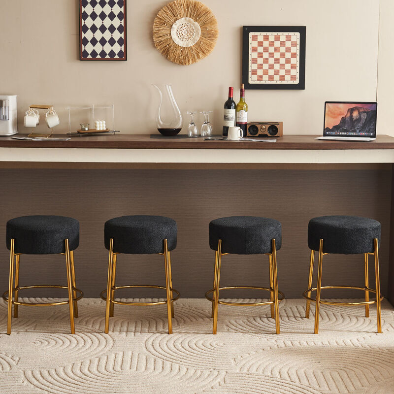 24" Contemporary Upholstered Bar Stools, Set of 2
