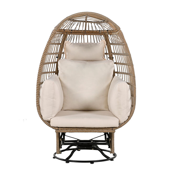 Merax Egg-shape Outdoor Swivel Chair with Cushions