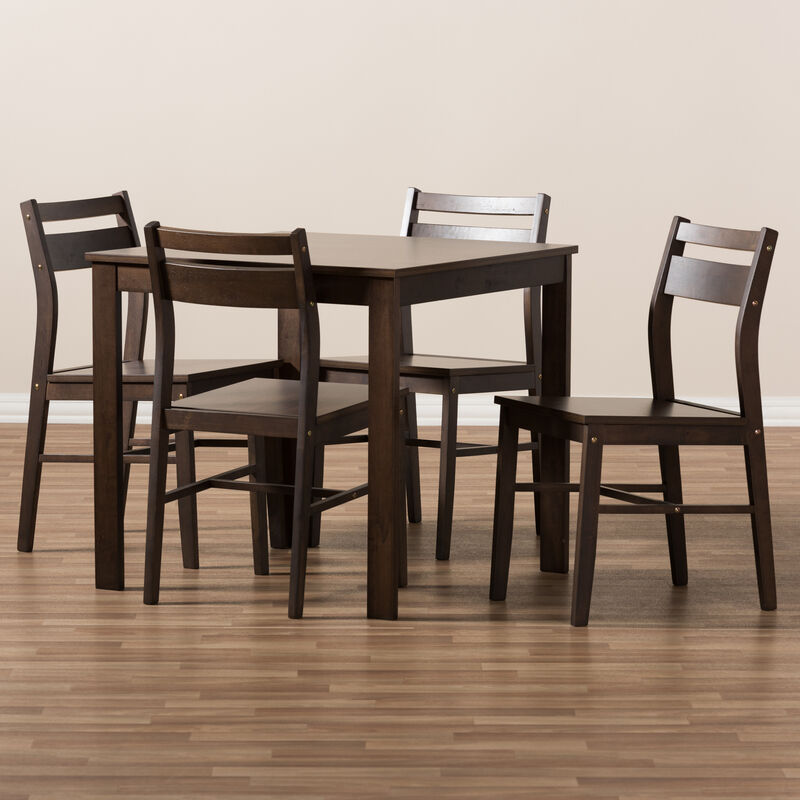Baxton Studio Lovy Modern and Contemporary Walnut Finished 5 Piece Dining Set