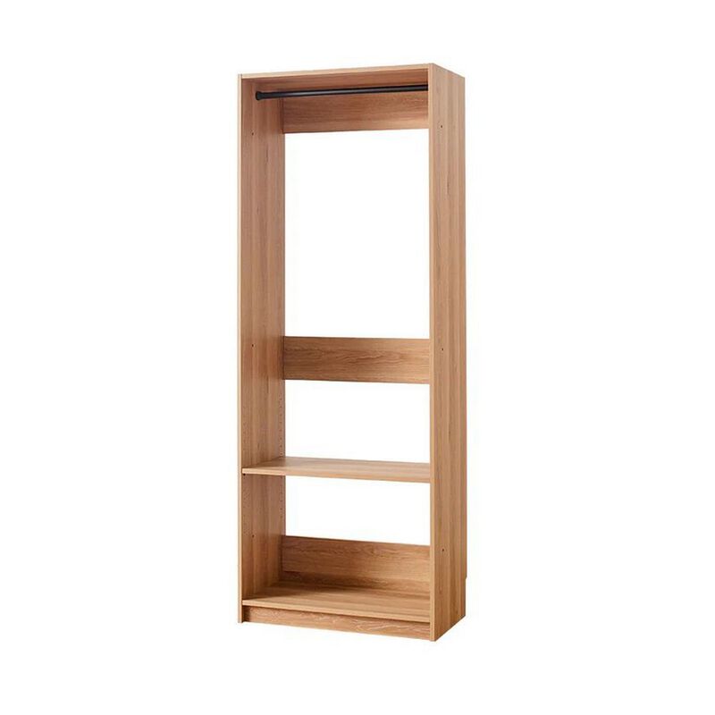 Dee Modular Closet System, 1 Metal Hanging Rod and 1 Shelf, Oak Brown