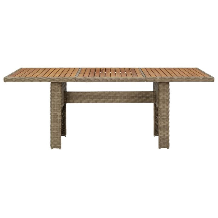 vidaXL Garden Dining Table Brown 78.7"x39.4"x29.1" Poly Rattan