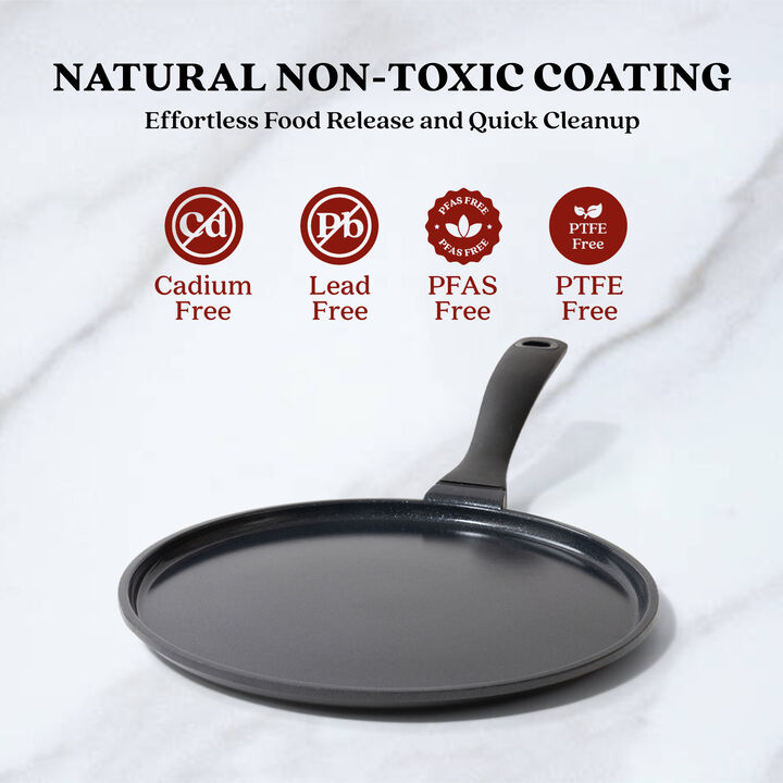 Alva Energy Ceramic Nonstick Griddle Pan 11" Flat Nonstick Cooking Pan for Crepe, Pancake & Dosa, Scratch Resistant, Stay Cool Handle, Non Toxic, Compatible with All Stovetops & Induction Safe