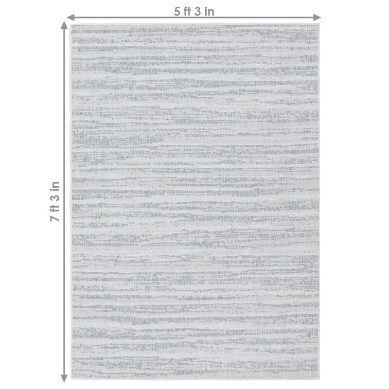 Sunnydaze Artistic Storms Outdoor Area Rug - Iced Silver - 5 ft x 7 ft