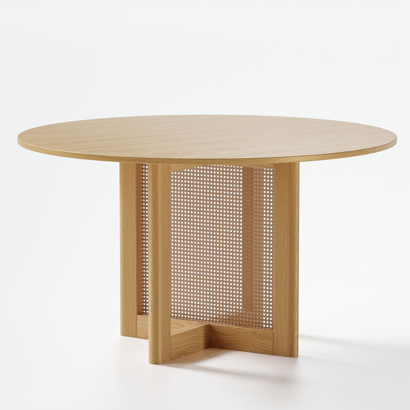 52 Cinna Modern Walnut Oak Wood Round Dining Table （Seats 6）