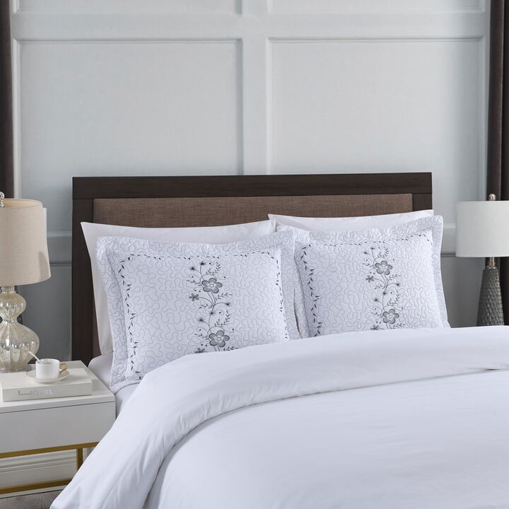 Marcielo 2 Pcs Embroidered Floral Pillow Shams