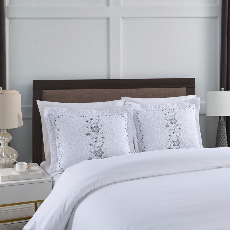 Marcielo 2 Pcs Embroidered Floral Pillow Shams