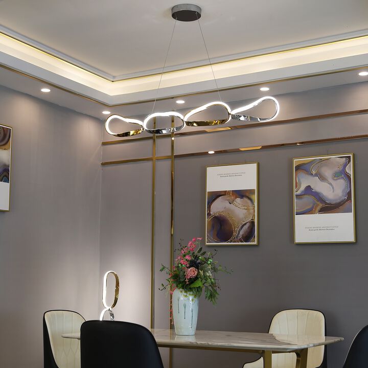 Prague Chandelier Gold and Chrome Metal Integrated LED Dimmable