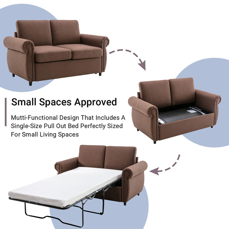 Merax Modern Loveseat Sleeper Sofa Bed with Mattress