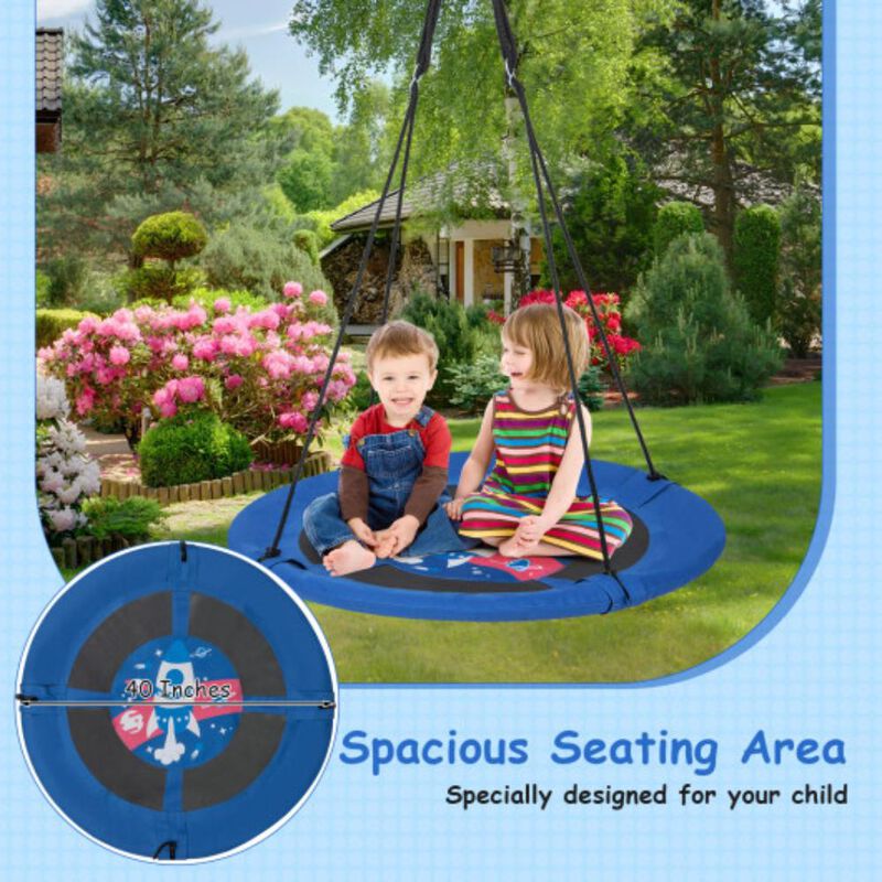 Hivvago 40 Inches Saucer Tree Swing with Adjustable Hanging Ropes and 900D Oxford Fabric