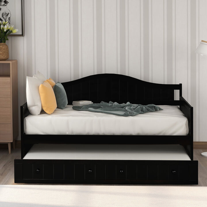 Merax Wooden Daybed with Trundle Bed