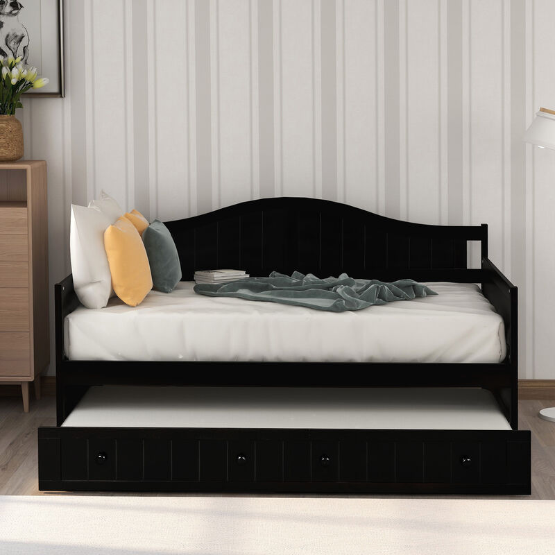 Merax Wooden Daybed with Trundle Bed