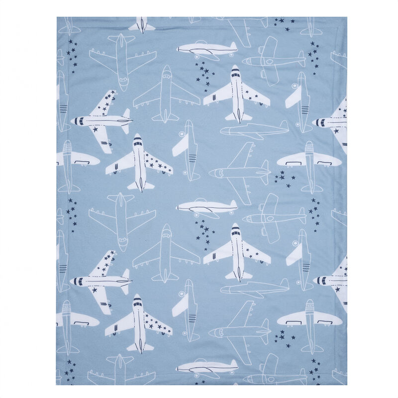 Bedtime Originals Little Aviator Blue/White Airplane Soft Fleece Baby Blanket