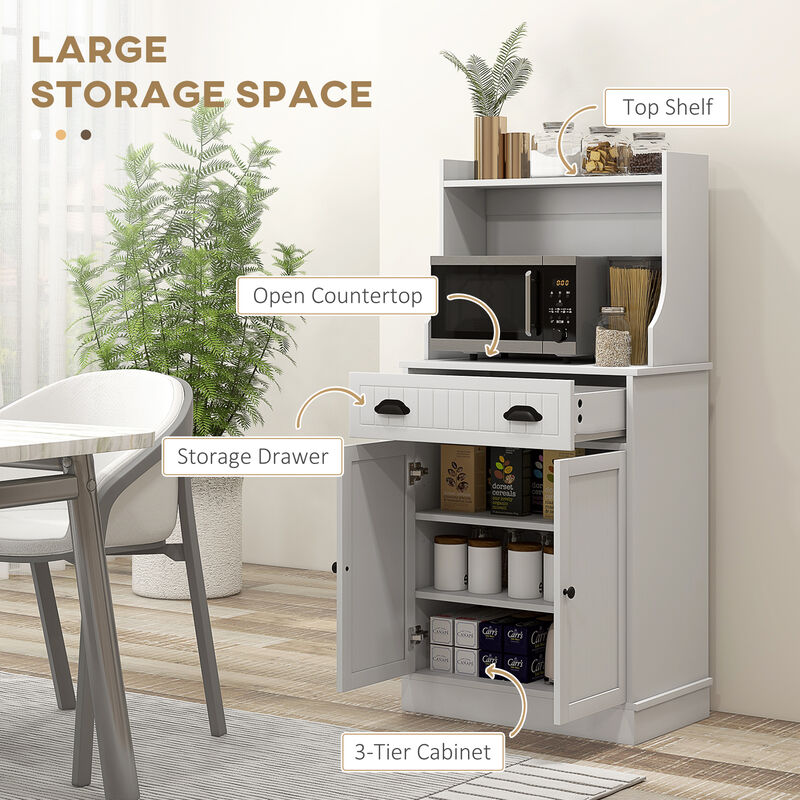 HOMCOM Microwave Cabinet with Drawer Cabinet and Adjustable Shelf White