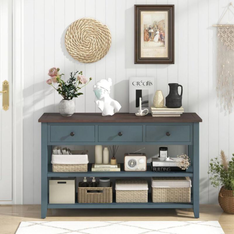 Hivvago 50 Inch Entryway Table Narrow Long Sofa Table with Drawers and Shelves