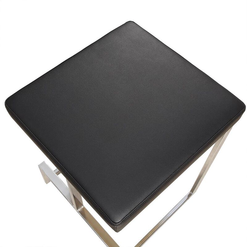 Carolina Living Kafka 24 Counter Stool - Chrome - Black Leatherette Upholstery