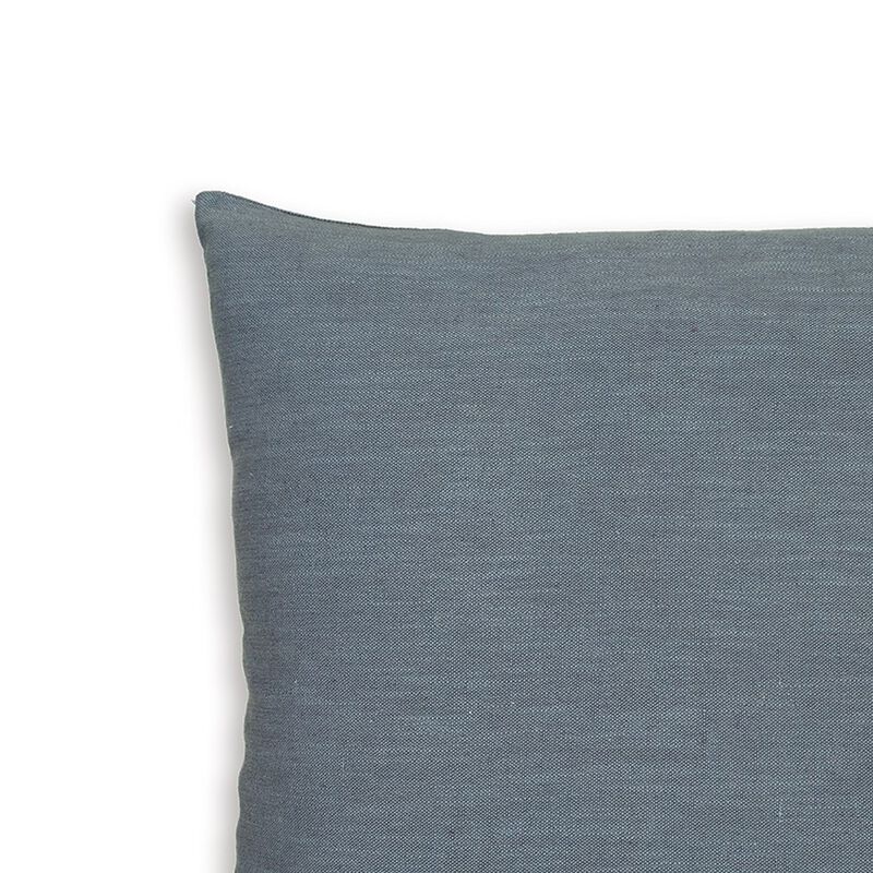 Ina 22 Inch Accent Throw Pillow Set of 4, Square, Classic Blue Cotton Linen -