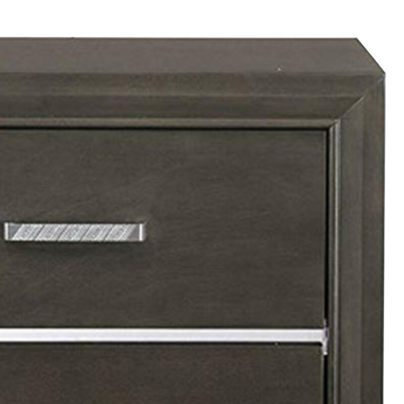 Wooden Two Drawer Nightstand With Bracket Legs, Gray-Benzara