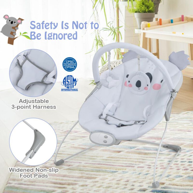 Hivvago Portable Baby Bouncer Infant Rocker Seat with Detachable Toy Bar-Gray