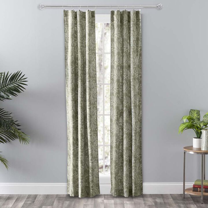 Ellis Curtain Lexington Leaf Pattern on Colored Ground Curtain Pair with Ties