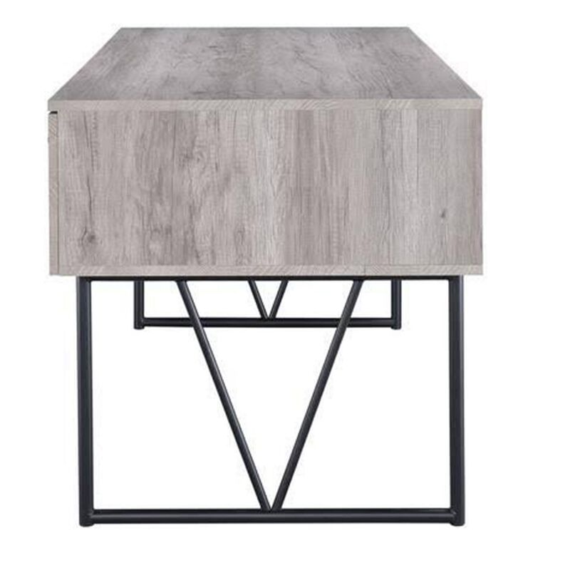 Chic Atelier Writing Desk 4 Drawer, Driftwood Gray-Benzara