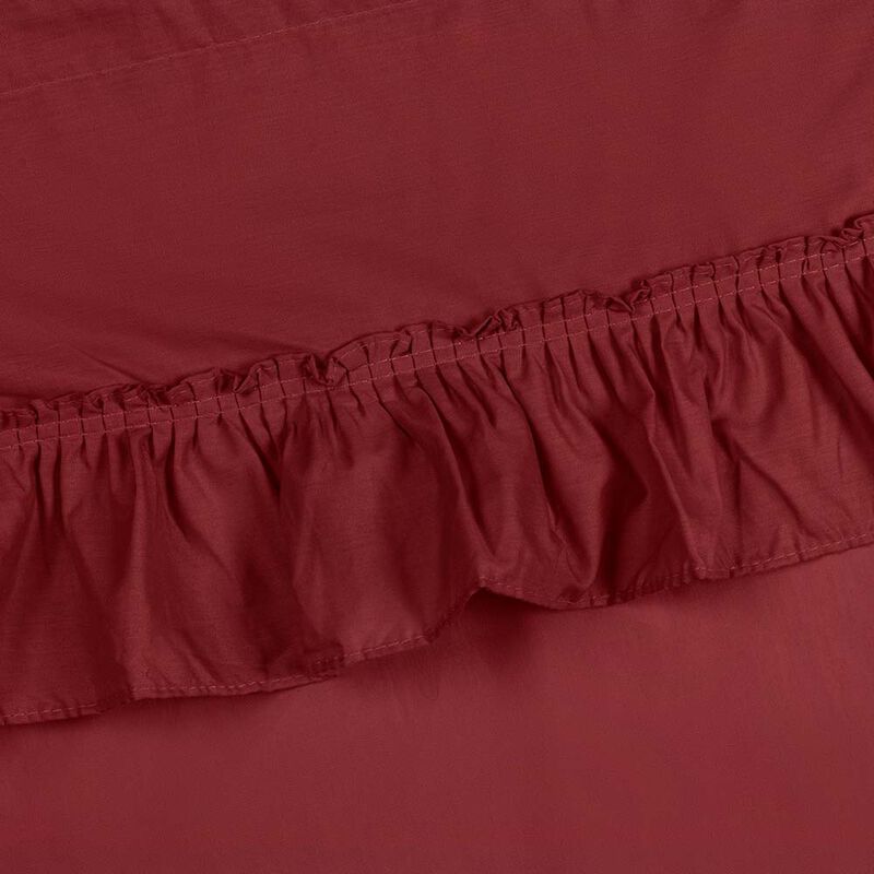 Ellis Stacey 1.5" Rod Pocket High Quality Fabric Solid Color Window Ruffled Filler Valance 54"x13" Merlot