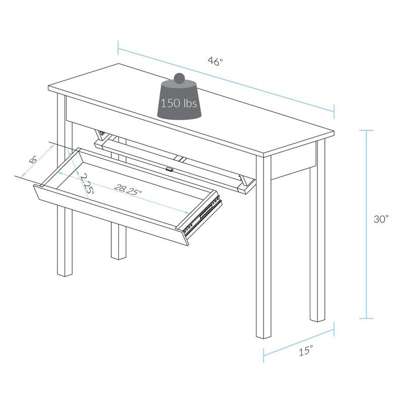 Kennedy Console Table with Concealed Drawer, Concealment Furniture