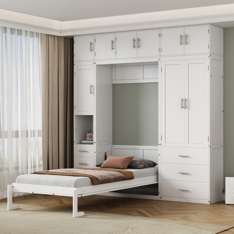 Merax Murphy Bed with Lockers and Wardrobes