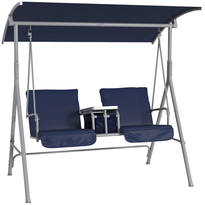 Outdoor Swing Chair Canopy Patio Garden Hanging 2 Person Yard Furniture Blue
