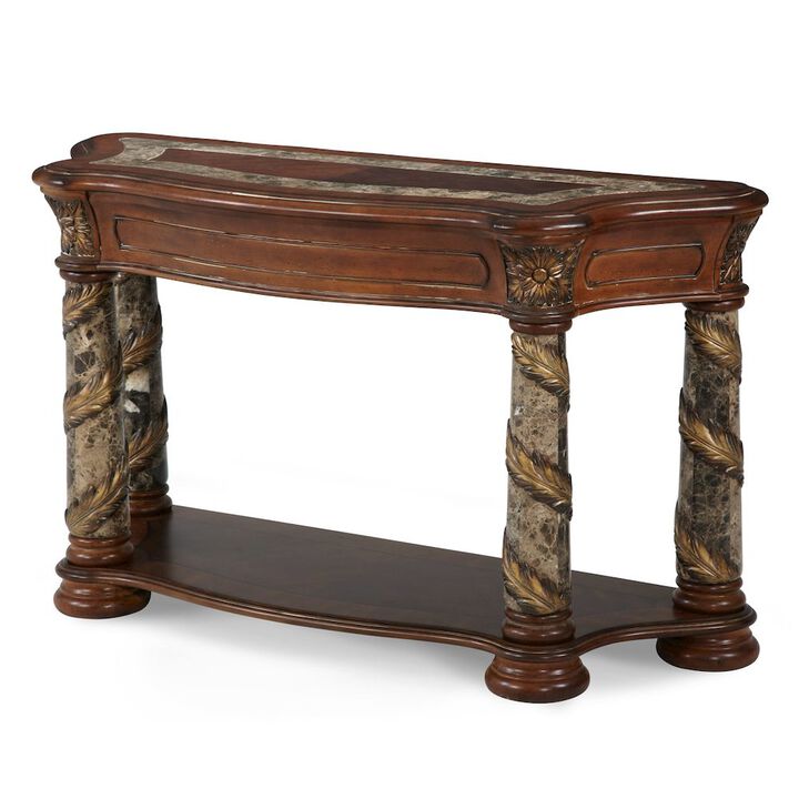 Michael Amini Villa Valencia Sofa Table - Classic Chestnut