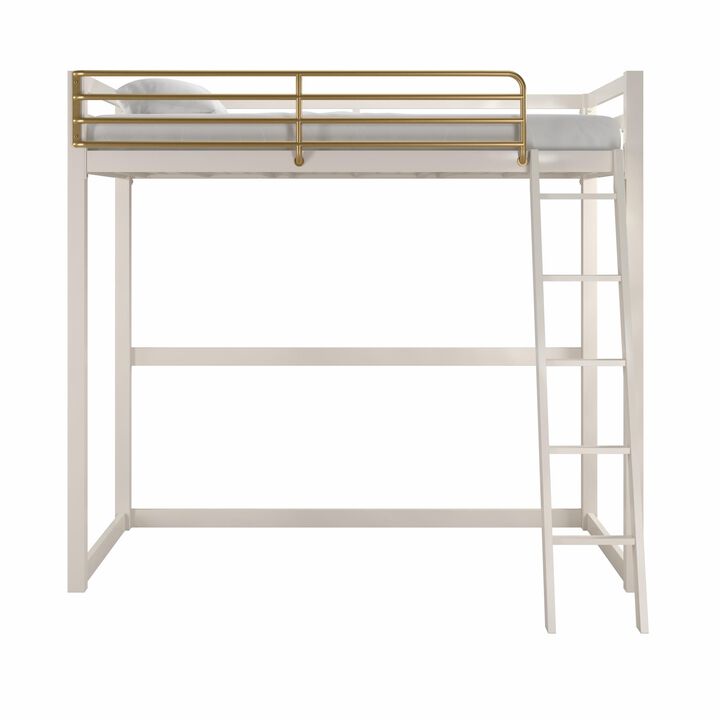 Little Seeds Monarch Hill Haven Twin Metal Loft Bed, White
