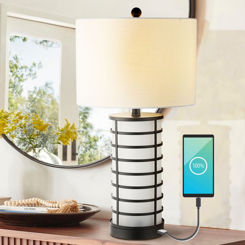 Jayce Modern Industrial Iron Nightlight LED Table Lamp with USB Charging Port
