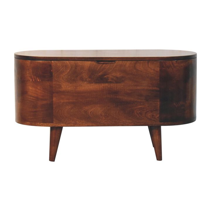 Artisan Furniture Solid Wood California Walnut Rounded Lid up Blanket Box