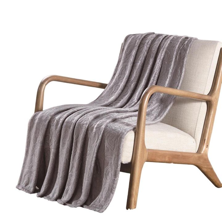Dama Scroll All Season Embossed Pattern Ultra Soft and Cozy 50" x 60" Throw Blanket