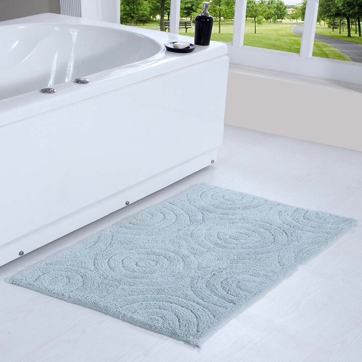Knightsbridge Beautiful Circle Design Premium Quality Year Round Cotton With Non-Skid Back Bath Rug