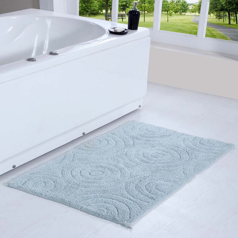 Knightsbridge Beautiful Circle Design Premium Quality Year Round Cotton With Non-Skid Back Bath Rug