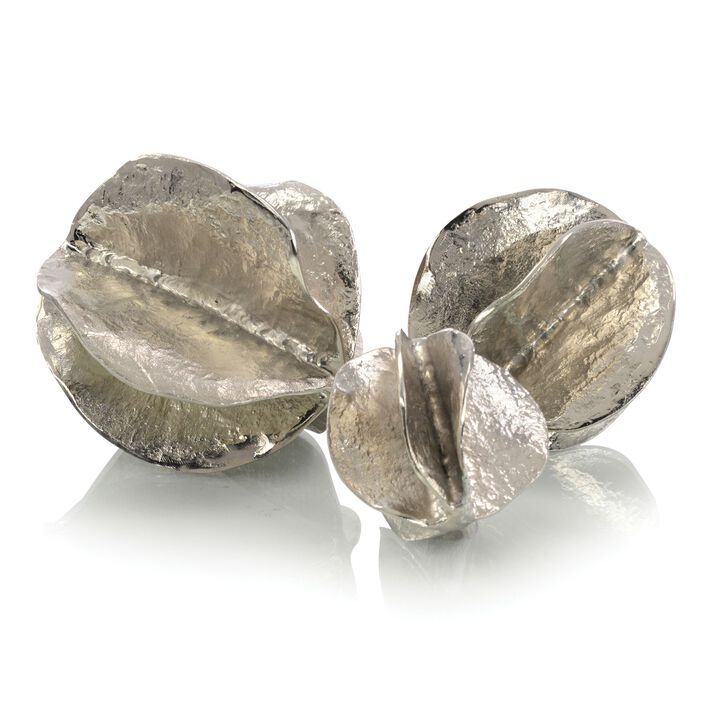 Set Of Three Nickel Spheres Of Flowing Waves