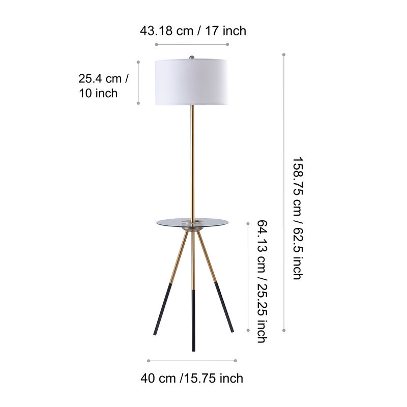 Teamson Home Myra Floor Lamp with Glass Table and Built-In USB, Gold