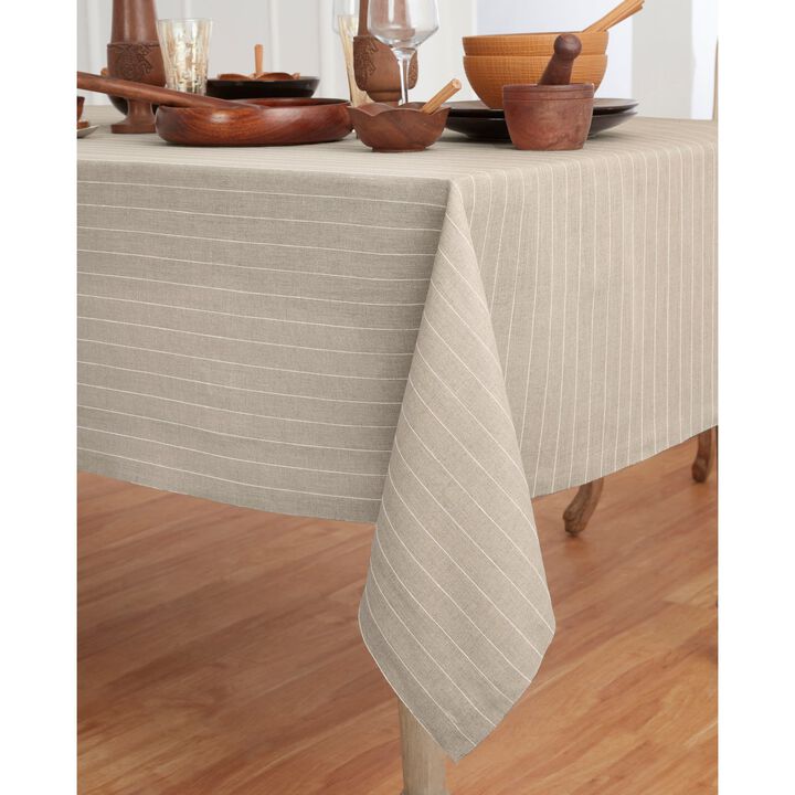 Solino Home 100% Pure Linen Tablecloth | Pinstripe