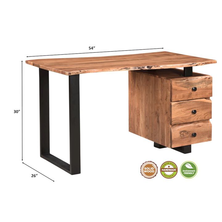 Taran Designs Oren 3-drawer Live Edge Solid Wood Writing Desk